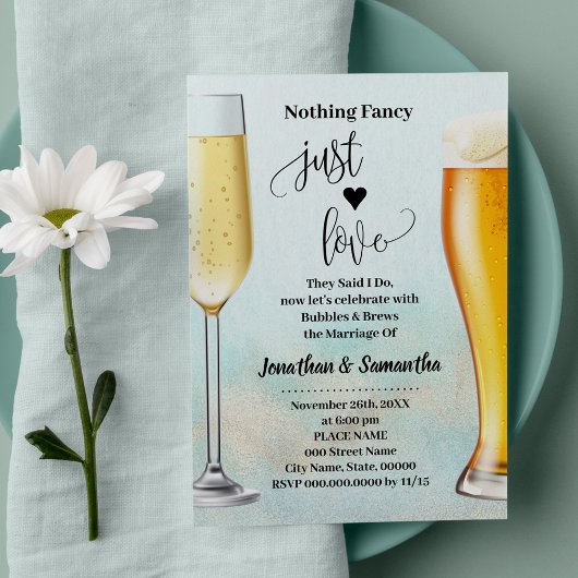 Invitation Turquoise avec Gold Bubbles & Brews avant de faire