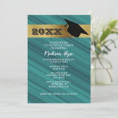 Invitation Turquoise avec Gold et Graduation Cap Party (Debout devant)