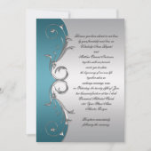 Invitation Turquoise avec Ornate Silver Swirls Mariage Célébr (Devant)