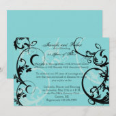Invitation Turquoise avec tourbillon noir pour anniversaire (Devant / Derrière)