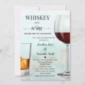Invitation Turquoise avec Whiskey Or & vin avant de faire Dou (Devant)