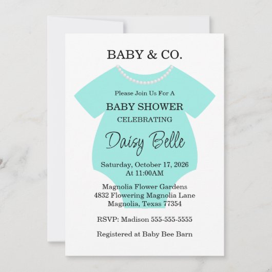 Invitation Turquoise Baby & Co. Baby Shower Brunch (Devant)