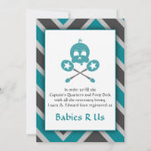 Invitation turquoise Baby shower pirate (Dos)