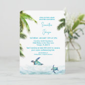 Invitation Turquoise Baby shower tropical de la tortue de mer (Debout devant)