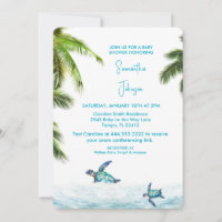 Turquoise Baby shower tropical de la tortue de mer