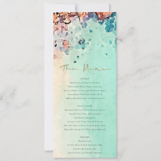 Invitation Turquoise Beach Sand Rock Mariage Détails Menu Inv (Devant)
