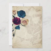 Invitation Turquoise, Beige Bourgogne Rose Jardin Mariage (Dos)