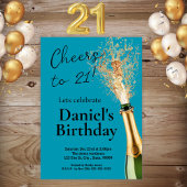 Invitation Turquoise Black 21e anniversaire mascul