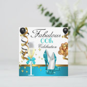 Invitation Turquoise Black Blanc Or Fabrique fête d'anniversa (Debout devant)