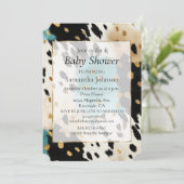 Invitation Turquoise Black Cream Gold Western Cowhide (Debout devant)