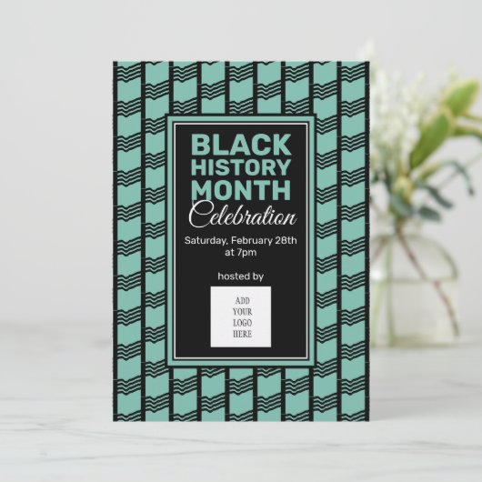 Invitation Turquoise Black History Mois AJOUTER PHOTO LOGO In (Debout devant)