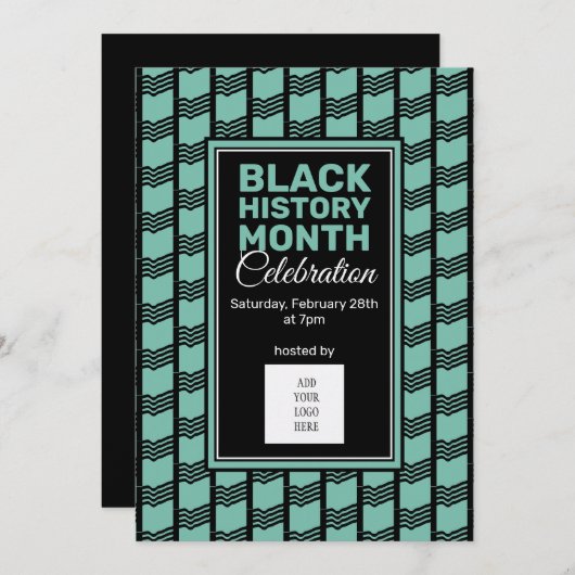 Invitation Turquoise Black History Mois AJOUTER PHOTO LOGO In (Devant / Derrière)