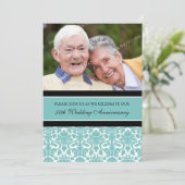 Invitation Turquoise Black Photo 50th Anniversary Party Invit (Debout devant)