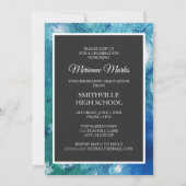 Invitation Turquoise Black Photo Graduation College Trunk Par (Dos)