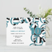 Invitation turquoise black volleball garçons filles fête d'an (Debout devant)