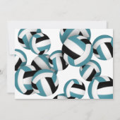 Invitation turquoise black volleball garçons filles fête d'an (Dos)