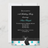 Invitation Turquoise Black White Heart Pois Talons Anniversai (Dos)