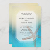 Invitation Turquoise Blanc Aqua Blue Beach Wedding (Devant / Derrière)