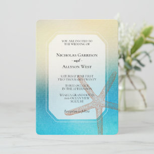 Invitation Turquoise Blanc Aqua Blue Beach Wedding