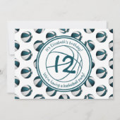 Invitation turquoise blanc basket-ball fête d'anniversaire éq (Dos)