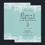 Invitation Turquoise Blanc Dentelle Sale 30 30e Anniversaire<br><div class="desc">Personnaliser pour tout événement</div>