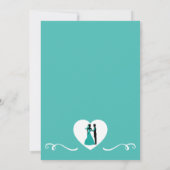 Invitation Turquoise Blanc Élégant Mariage Mariée et Salle (Dos)