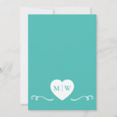 Invitation Turquoise Blanc Élégant Paraphes du coeur de maria (Dos)