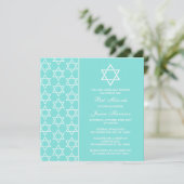 Invitation Turquoise & Blanc Juive Star De David Bat mitzvah (Debout devant)
