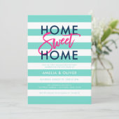 Invitation Turquoise & Blancs Pink Houclier Party (Debout devant)