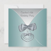 Invitation Turquoise Bleu 13ème anniversaire Fête Élégante In (Devant)