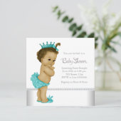 Invitation Turquoise Bleu Africain Américain Bébé Douche fill (Debout devant)