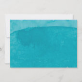 Invitation Turquoise Bleu Aquarelle Floral Enregistrer Les Ca (Dos)