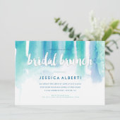 Invitation Turquoise Bleu Aquarelle Laver Bridal Brunch Invit (Debout devant)