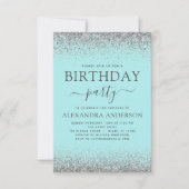 Invitation Turquoise Bleu Argent N'importe quel âge Anniversa (Devant)