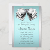 Invitation Turquoise Bleu Argent Zèbre Sweet 16 Party (Dos)