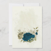 Invitation turquoise bleu beige fleurs botanique douche de nu (Dos)