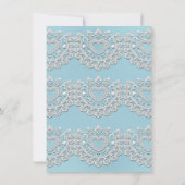 Invitation Turquoise bleu blanc dentelle Coeur Quinceañera (Dos)