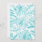 Invitation Turquoise Bleu Blanc Feuilles de Palmier Tropical (Dos)