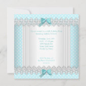 Invitation Turquoise bleu blanc Polka point haut talon fête d (Dos)
