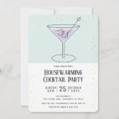 Invitation Turquoise Bleu Bloc Ménage Cocktail Party (Devant)