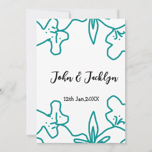 Invitation Turquoise bleu couple marié date flstylish