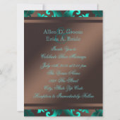 Invitation Turquoise Bleu et Chocolat Mariage Brown (Dos)