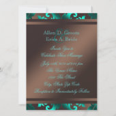 Invitation Turquoise Bleu et Chocolat Mariage Brown (Dos)