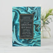 Invitation Turquoise Bleu et Or Chic Tourbillon Mariage Moder (Debout devant)