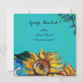 INVITATION TURQUOISE BLEU FÊTE D'ÉTÉ MONOGRAMME AUX TOURNESOL (Dos)