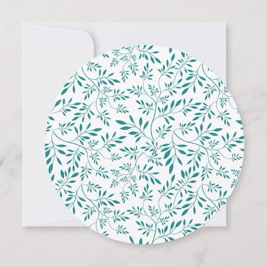 Invitation Turquoise bleu feuille motif moderne mariage flora (Dos)