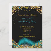 Invitation Turquoise Bleu Haut talons Or Étincelle Anniversai (Dos)