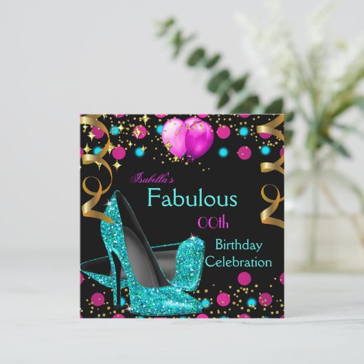 Invitation Turquoise Bleu hauts talons Chaussures rose chaud (Debout devant)