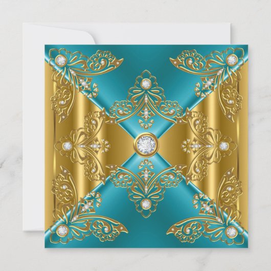 Invitation Turquoise Bleu N'importe quel âge Anniversaire Par (Dos)