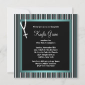 Invitation Turquoise Bleu Noir Blanc Rosaire Filles Première  (Dos)